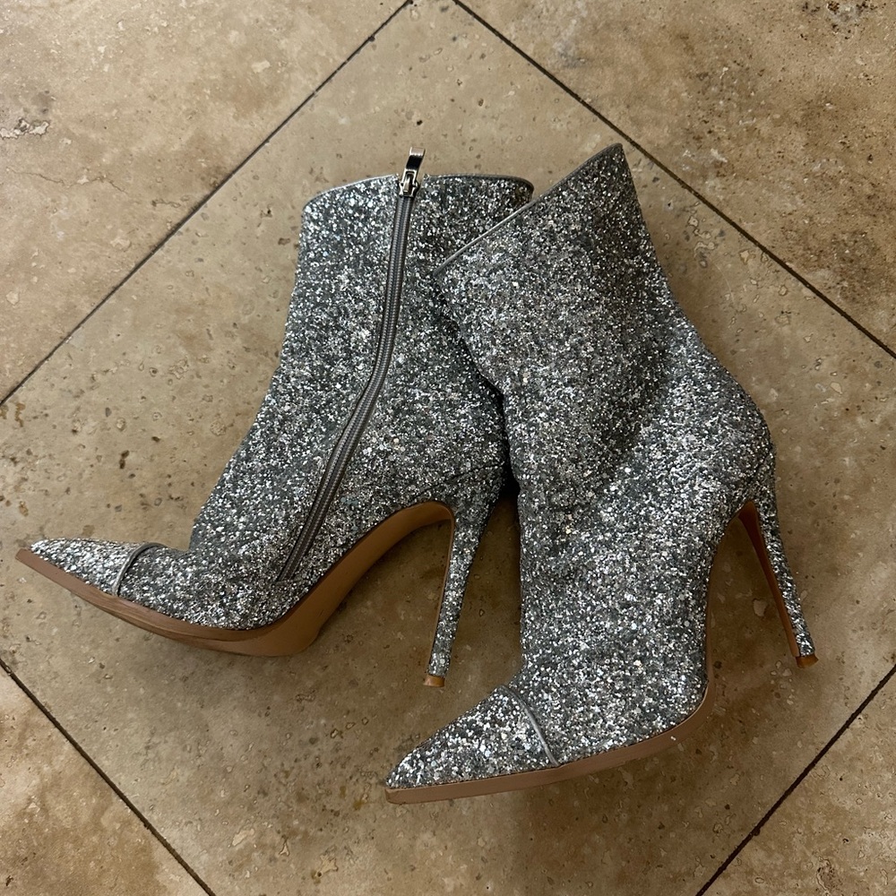 Silver Glitter Booties